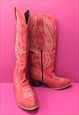 COWBOY BOOTS RED WESTERN EMBROIDERED KNEE HIGH