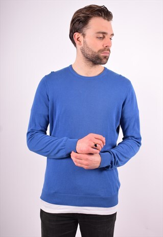 MENS VINTAGE JUMPER SWEATER MEDIUM BLUE 90'S