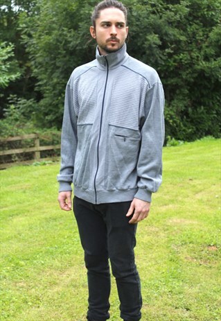 VINTAGE 80S ZIP JACKET - INDIE - LARGE - CARDIGAN FESTIVAL
