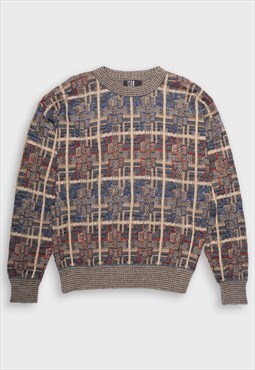 Graphic rectangle pattern knitted jumper