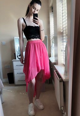 Dip Hem Skirt in salmon pink