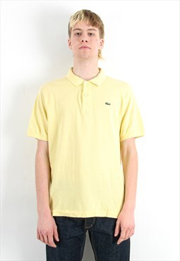 Vintage XL Men Devanlay FR6 Polo T Shirt Short Sleeve Yellow