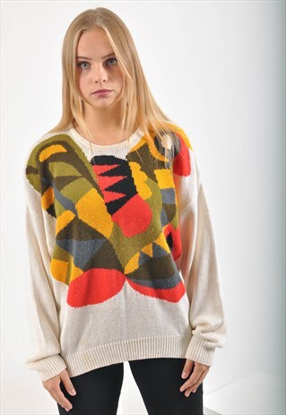 VINTAGE KNITWEAR JUMPER IN ABSTRACT PRINT