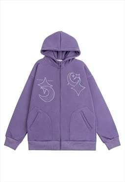 Star sign hoodie psychedelic pullover old wash grunge jumper