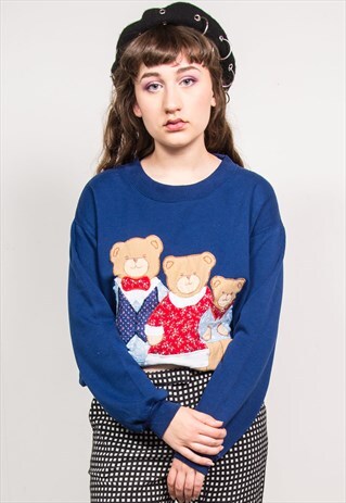 VINTAGE 90'S CUTE TEDDY SWEATSHIRT JUMPER