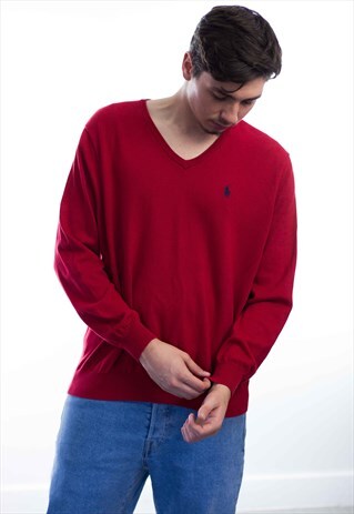 VINTAGE POLO RALPH LAUREN LOGO SWEATER JUMPER 90S XL 12.2