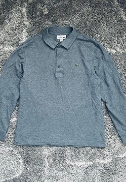 Lacoste Grey Long Sleeved Button Polo Shirt 