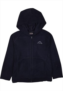 Vintage 90's Kappa Fleece Jumper Hooded Full Zip Up Navy