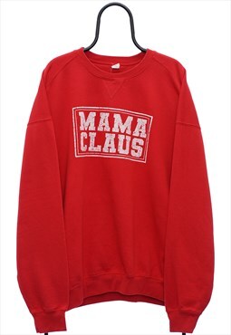 Vintage Mama Claus Christmas Graphic Red Sweatshirt Womens