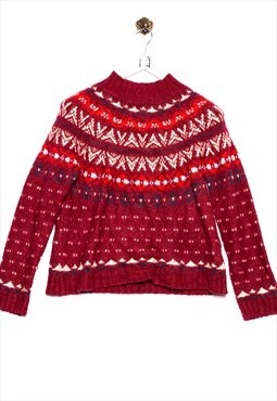 Vintage  American Eagle  Sweater Norwegian Pattern Red