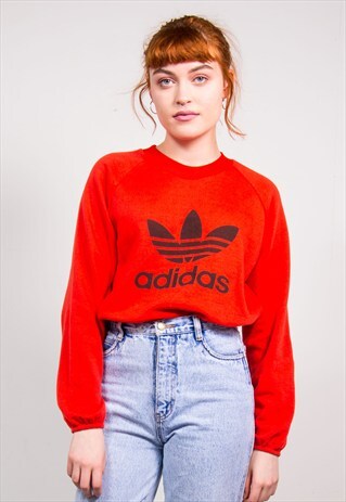 90'S VINTAGE ADIDAS RED TREFOIL LOGO SWEATSHIRT JUMPER