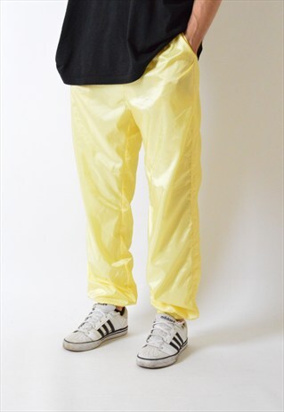 VINTAGE 90S CREAM YELLOW SHELL SPORTS PANTS