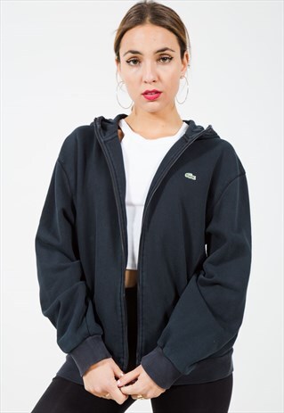 ON SALE -VINTAGE 90S LACOSTE EMBROIDERED ZIP HOODIE / S621
