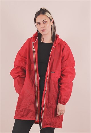 VINTAGE K-WAY RED OVERSIZED WINDBREAKER JACKET /A4086