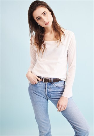 90'S RETRO MINIMALIST PURE WHITE KITSCH MESH TOP BLOUSE
