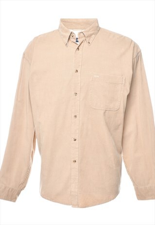 BEYOND RETRO VINTAGE IZOD BEIGE CORDUROY SHIRT - XL