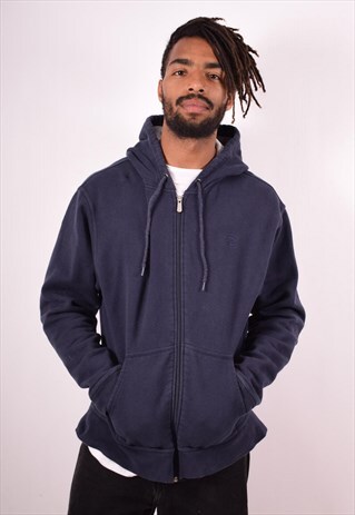 CHAMPION MENS VINTAGE HOODIE JACKET LARGE NAVY BLUE 90S