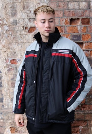 BLACK RED AND GREY TOMMY HILFIGER PUFFER