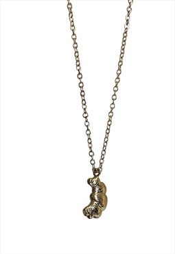 Vintage Y2K Croissant Pastry Charm Gold Chain Necklace