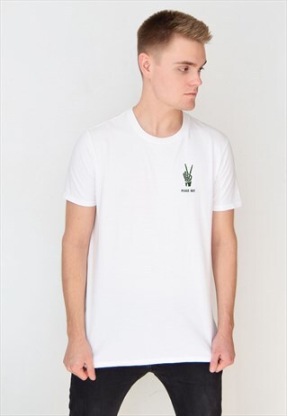 WHITE PEACE OUT (GREEN) T-SHIRT