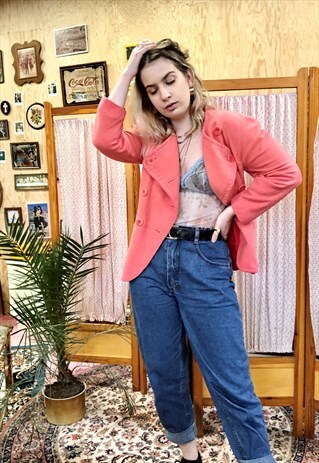 VINTAGE 80S ESCADA WOOL PINK BLAZER