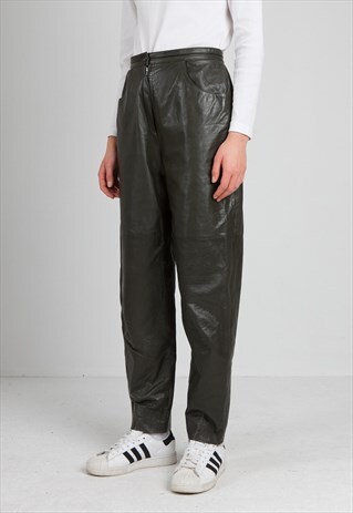 VINTAGE GREEN LEATHER TROUSERS BOTTOMS