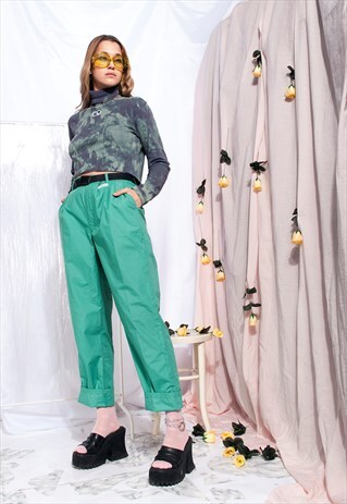 VINTAGE CARGO TROUSERS 80S TURQUOISE PANTS