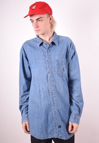 MENS VINTAGE DENIM SHIRT XL BLUE 90S