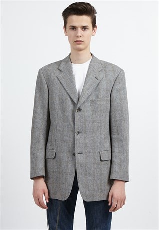 VINTAGE GREY WOOL BLAZER JACKET