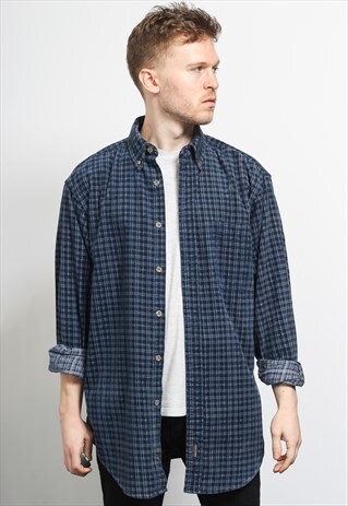 VINTAGE CORDUROY CORD SHIRT BLUE