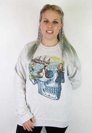 MERMAID SKULL ASH GREY SWEATER