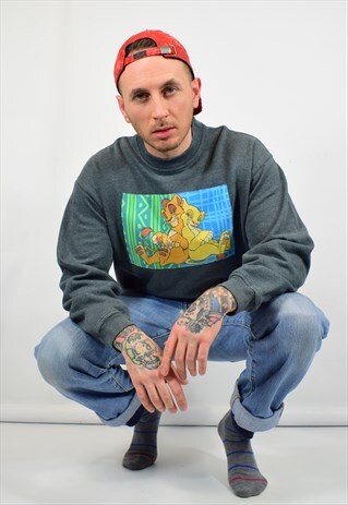 NORTH CUSTOM REWORKED GREY LION KING SWEATER UNISEX
