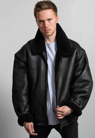 VINTAGE LEATHER SHERPA AVIATOR JACKET