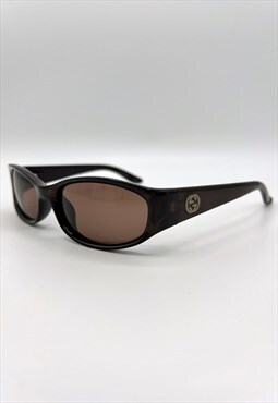 Gucci GG Sunglasses Brown Bronze Slim Oval 2456 Vintage