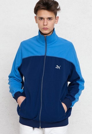 VINTAGE BLUE PUMA ZIP TRACK JACKET