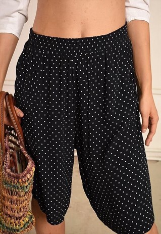 90'S RETRO HIGHWAISTED PARIS CHIC POLKA DOT SHORTS CULOTTES