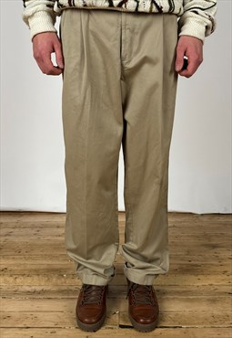 Vintage Chaps Pleated Trousers Men's Beige