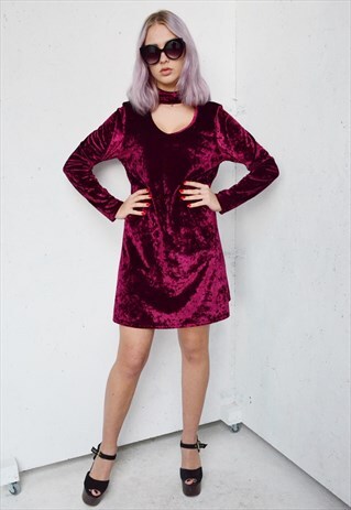 VINTAGE VELOUR BURGUNDY DRESS