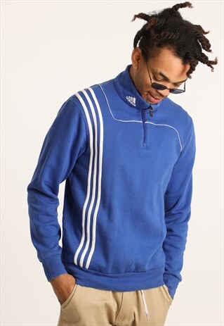 VINTAGE ADIDAS EMBROIDERED LOGO 1/4 ZIP SWEATSHIRT