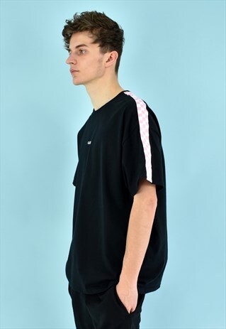 G&G UNISEX BLACK S/S CHEQUER TEE