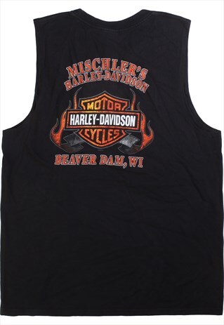 Vintage  Harley Davidson Vest T Shirt Motorbike Back Print