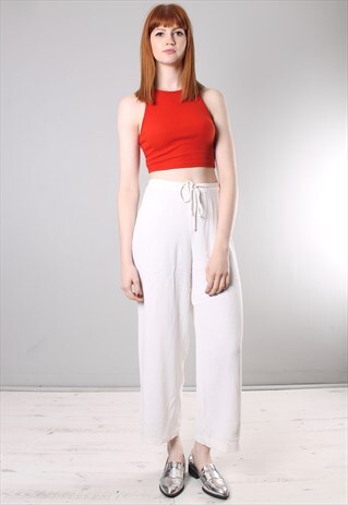 VINTAGE 80S GINGHAM CHECK HIGH WAISTED CROPPED TROUSERS