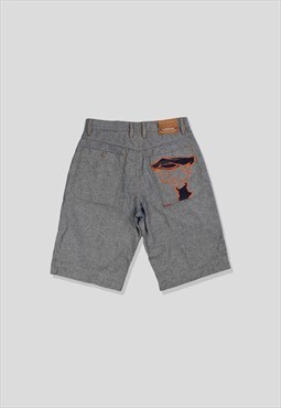 Vintage 90s FUBU Embroidered Denim Shorts in Grey