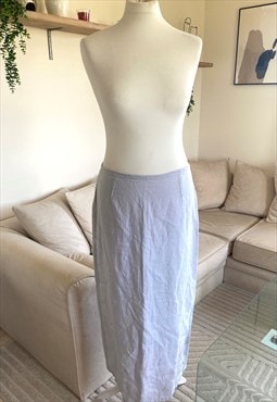 90's White Linen Midi Skirt