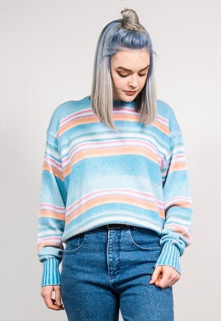 VINTAGE 90'S PASTEL STRIPE RALPH LAUREN POLO KNIT JUMPER