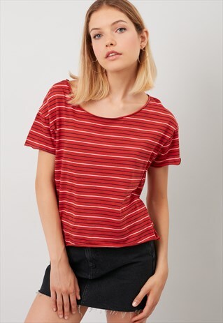 RAW HEM STRIPED T-SHIRT
