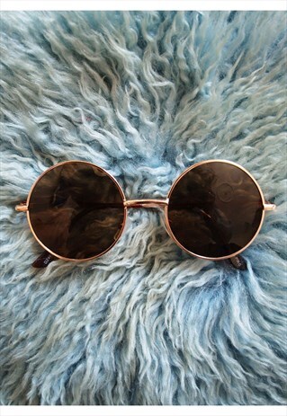 GOLD RIMMED JOHN LENNON ROUND SUNGLASSES