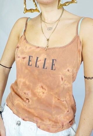VINTAGE 90S Y2K BLEACHED ELLE VEST TOP / 00S TANK TOP