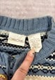VINTAGE KNITTED CARDIGAN ABSTRACT PATTERNED ZIP UP SWEATER