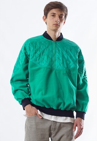 VINTAGE UMBRO PULLOVER JACKET 90S GREEN BIG LOGO